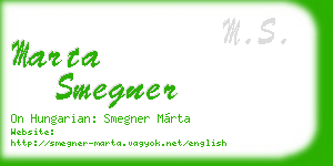 marta smegner business card